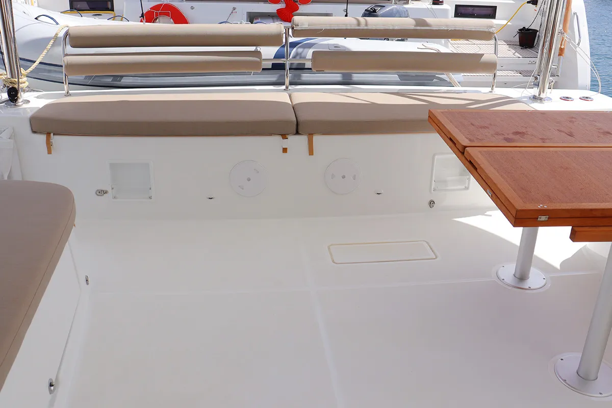Deck of SV SailMates, a Lagoon 46 catamaran at Road Town, British Virgin Islands