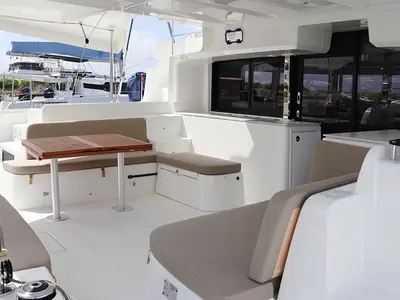 Deck of SV SailMates, a Lagoon 46 catamaran at Road Town, British Virgin Islands