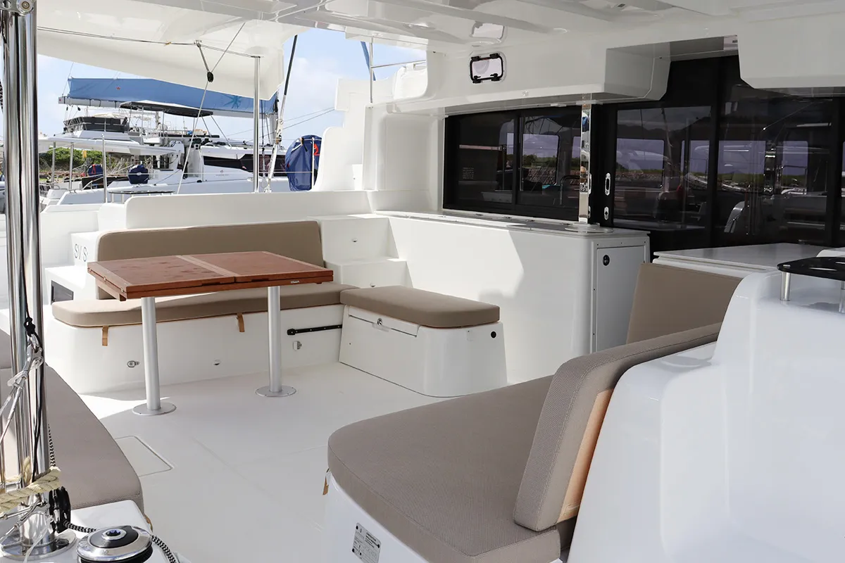Deck of SV SailMates, a Lagoon 46 catamaran at Road Town, British Virgin Islands