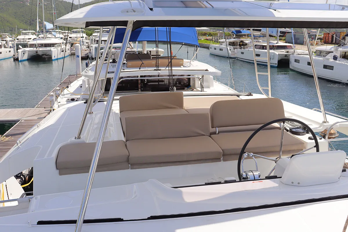 Cockpit of SV SailMates, a Lagoon 46 catamaran at Road Town, British Virgin Islands
