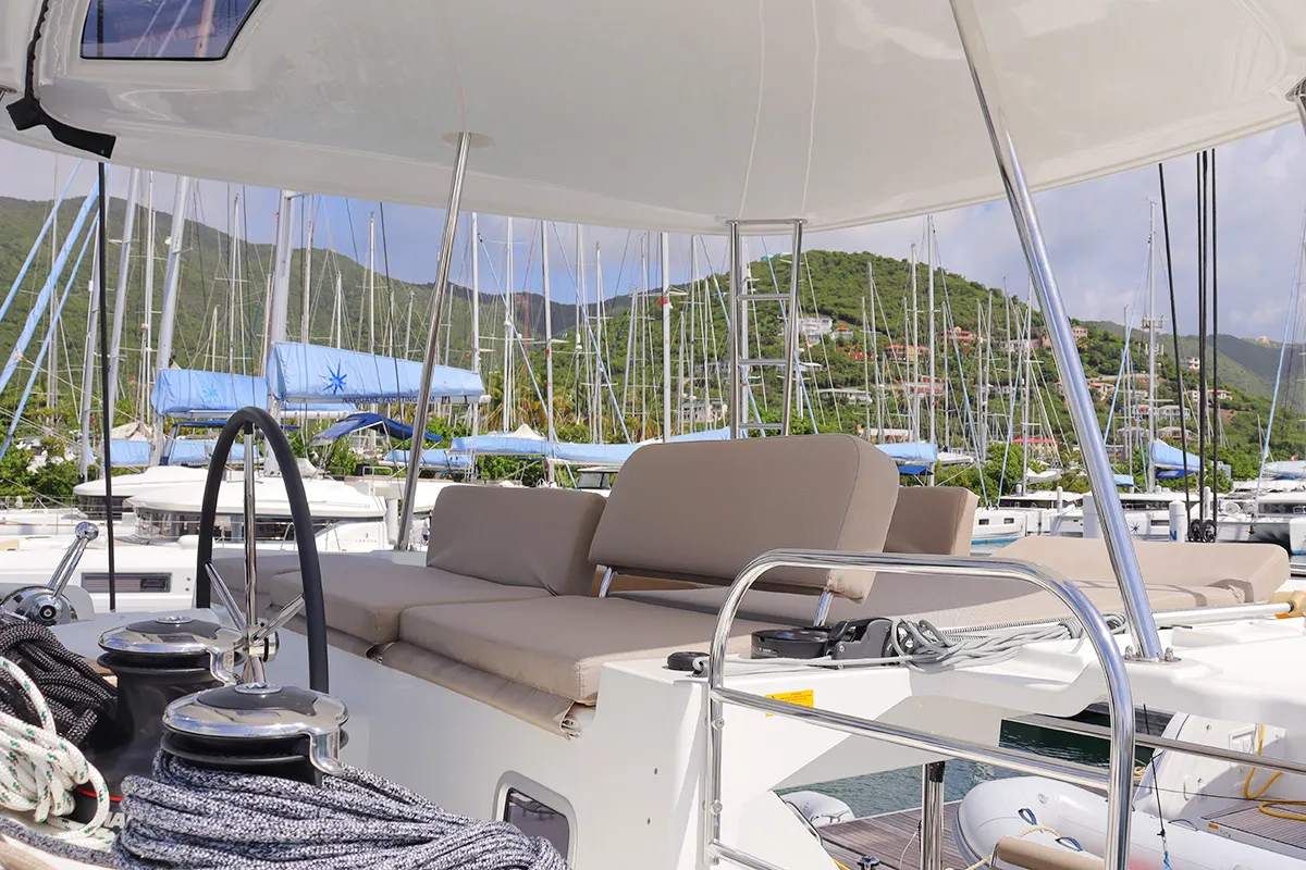 Cockpit of SV SailMates, a Lagoon 46 catamaran at Road Town, British Virgin Islands