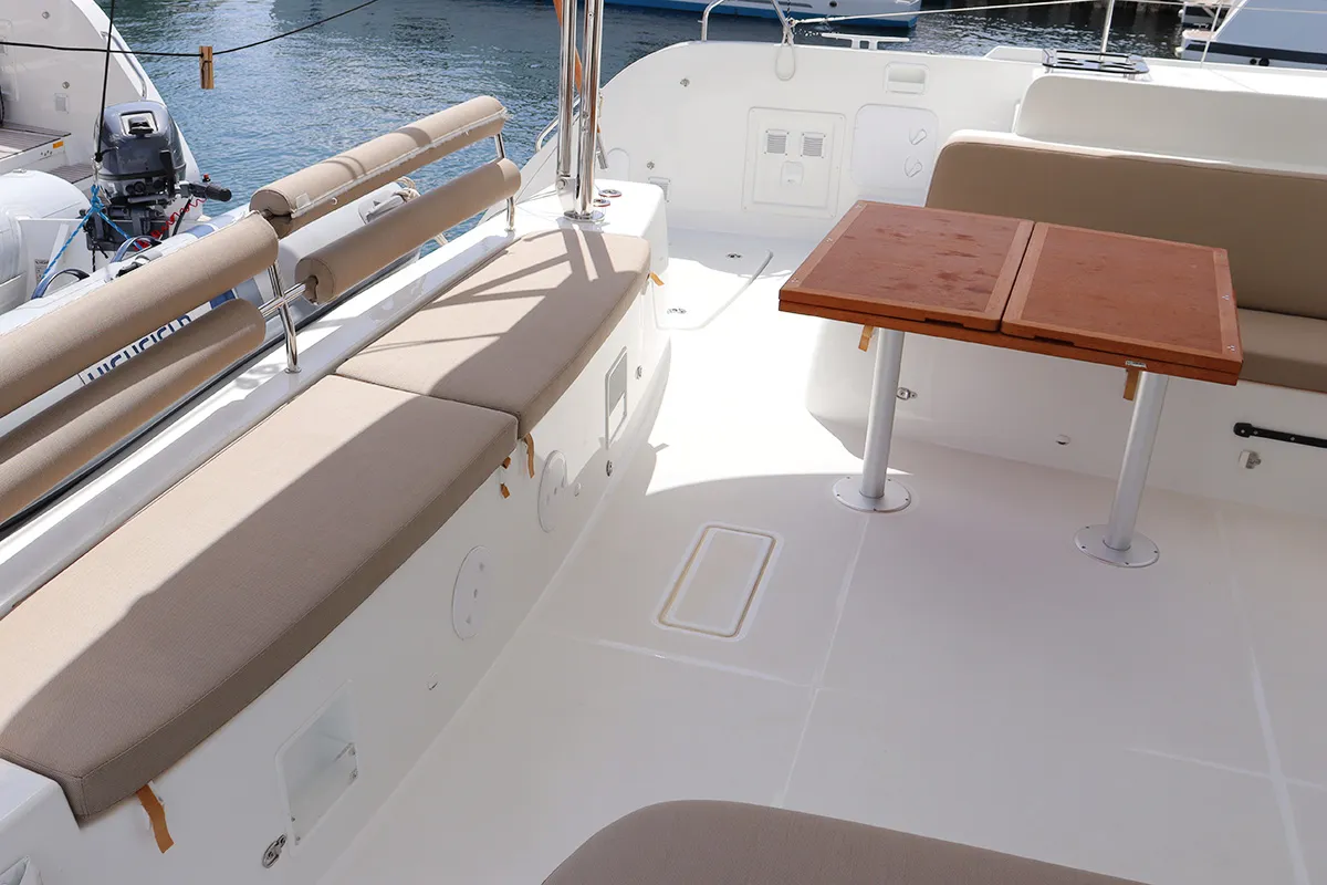 Deck of SV SailMates, a Lagoon 46 catamaran at Road Town, British Virgin Islands