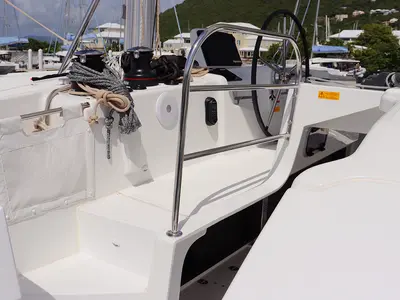 Cockpit of SV SailMates, a Lagoon 46 catamaran at Road Town, British Virgin Islands