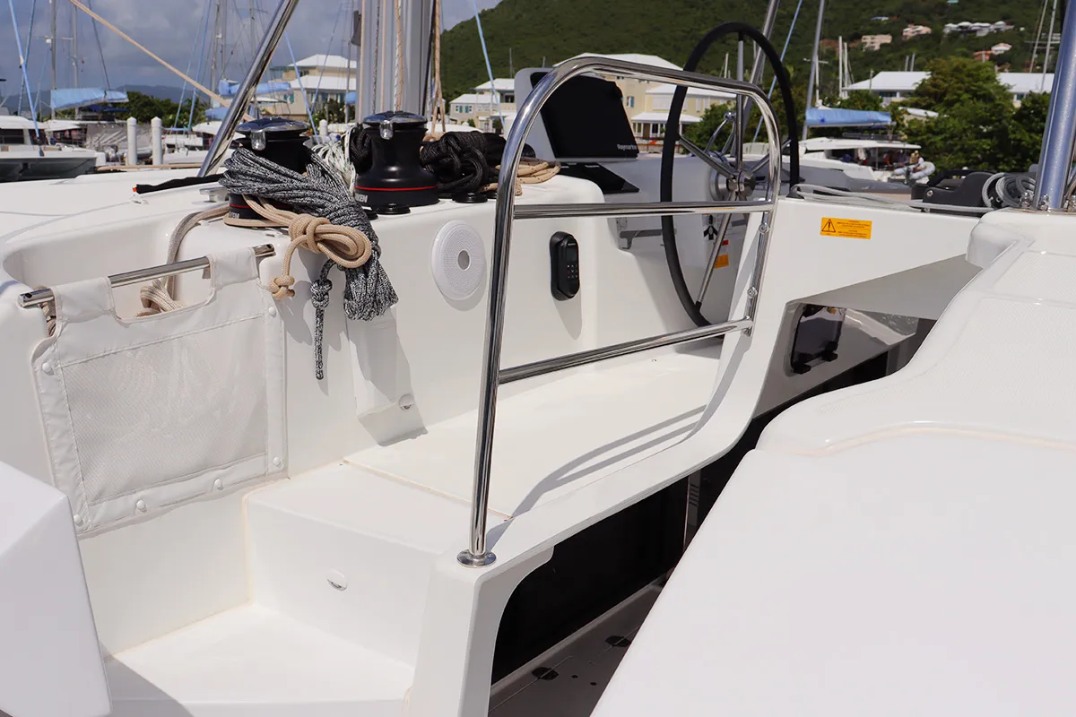 Cockpit of SV SailMates, a Lagoon 46 catamaran at Road Town, British Virgin Islands