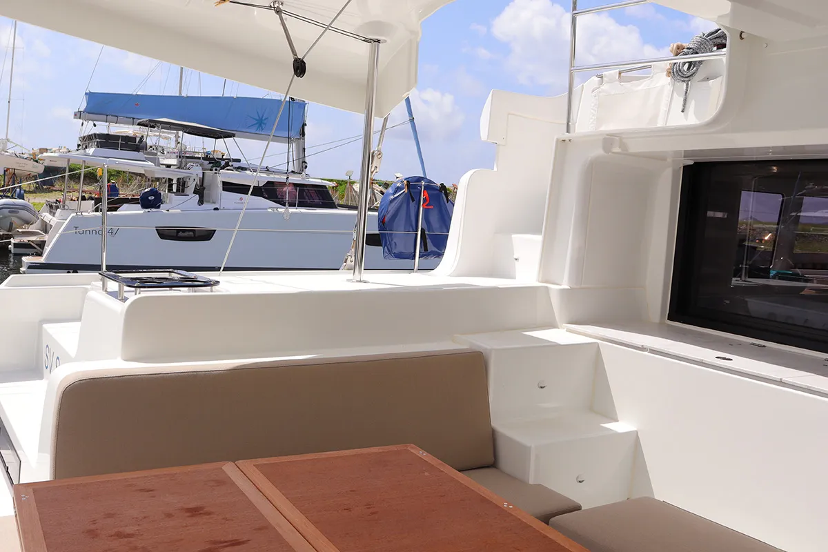 Deck of SV SailMates, a Lagoon 46 catamaran at Road Town, British Virgin Islands
