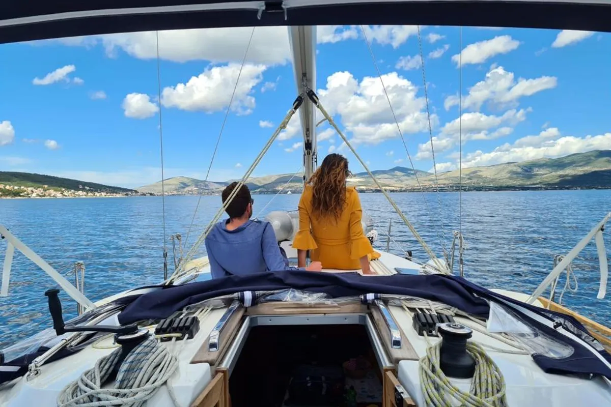 Deck of Lana 3, a Bavaria Cruiser 37 sailboat at Split, Croatia