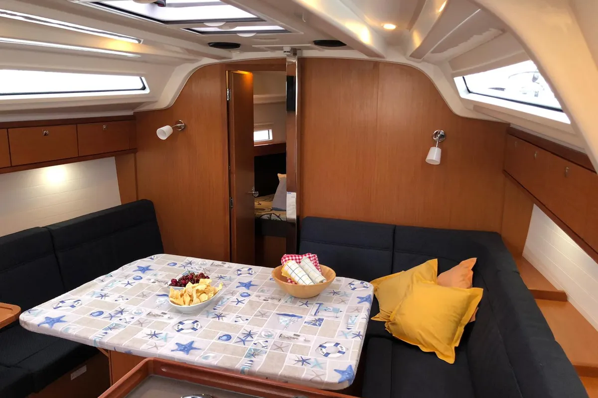 Salon of Lana 3, a Bavaria Cruiser 37 sailboat at Split, Croatia