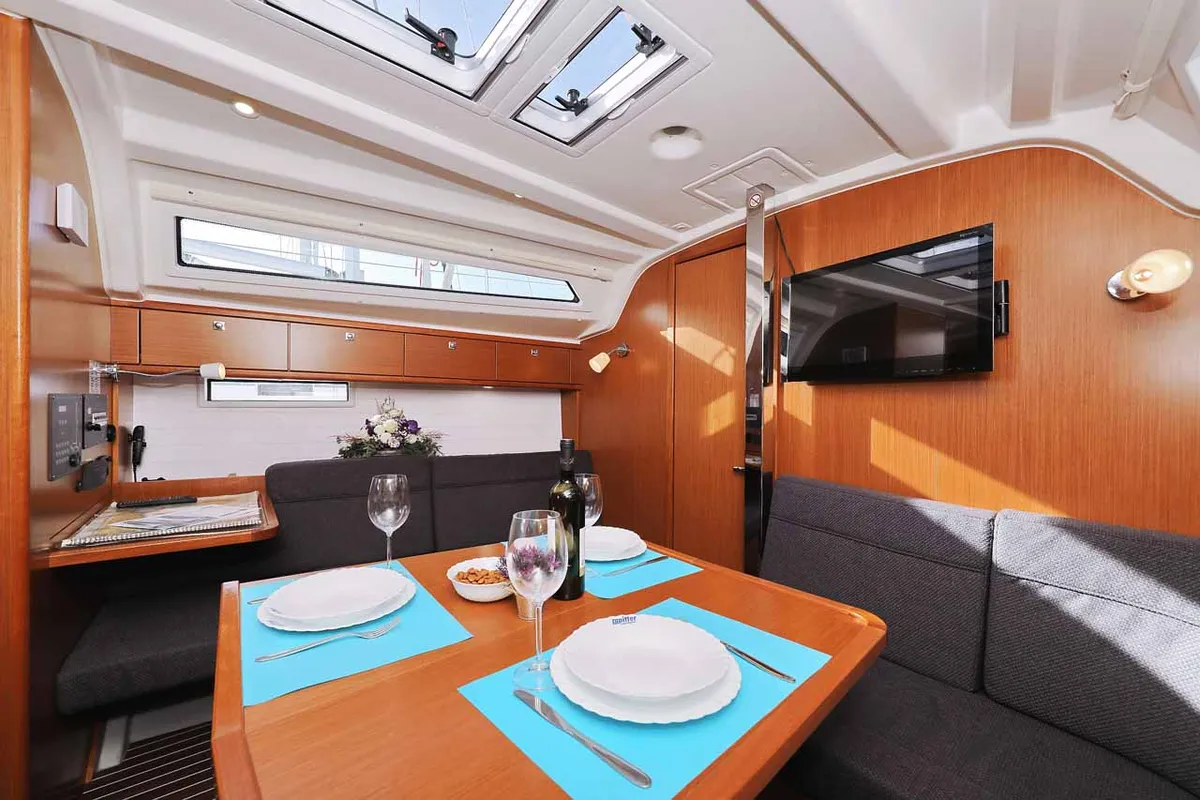 Salon of Sursulapitschi, a Bavaria Cruiser 37 sailboat at Grad Pula, Croatia