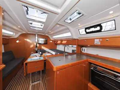 Galley of Sursulapitschi, a Bavaria Cruiser 37 sailboat at Grad Pula, Croatia