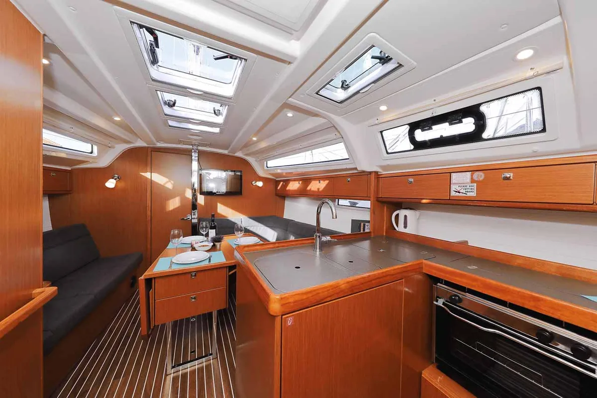 Galley of Sursulapitschi, a Bavaria Cruiser 37 sailboat at Grad Pula, Croatia