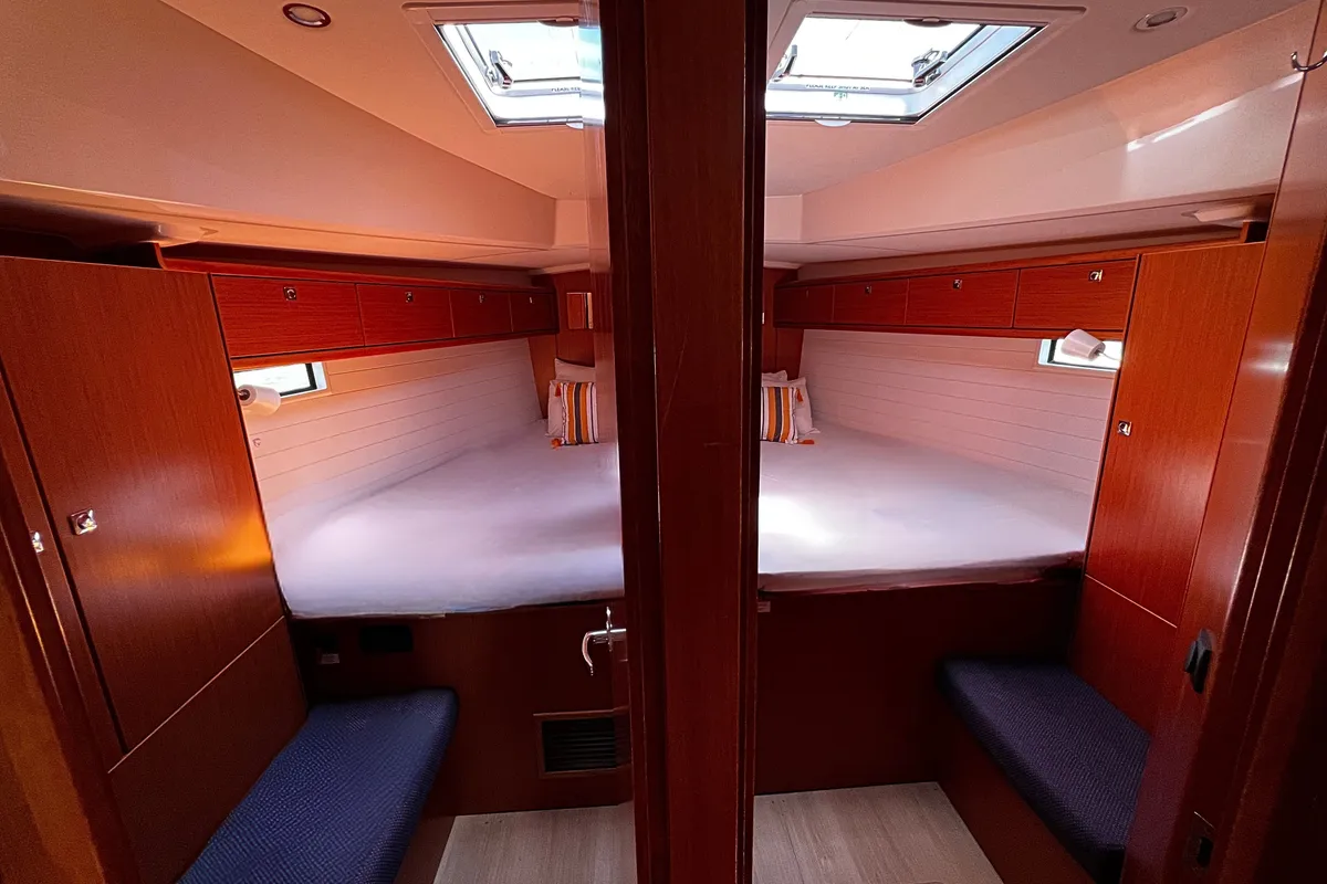 Cabin on WHISKY FOXTROT, a Bavaria 46 Cruiser sailboat at Municipal Unit of Ellomenos, Greece