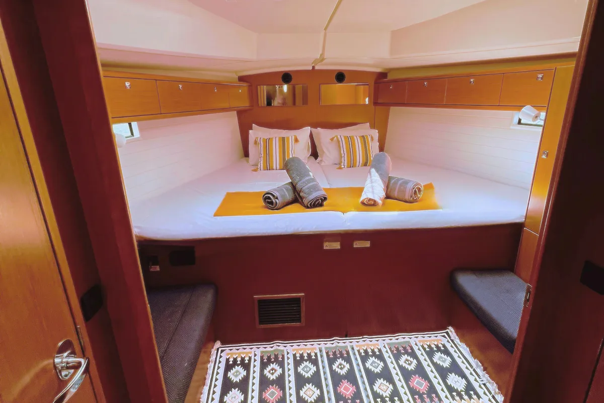 Cabin on WHISKY FOXTROT, a Bavaria 46 Cruiser sailboat at Municipal Unit of Ellomenos, Greece