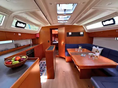Salon of WHISKY FOXTROT, a Bavaria 46 Cruiser sailboat at Municipal Unit of Ellomenos, Greece