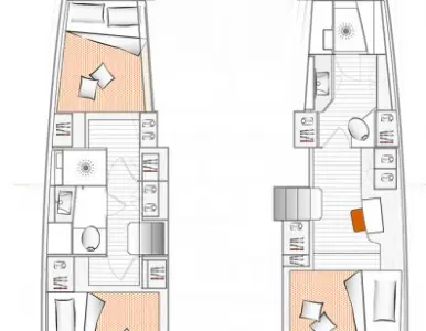 Floor plan of M, a Excess 11 catamaran at Plan-d'Aups-Sainte-Baume, France