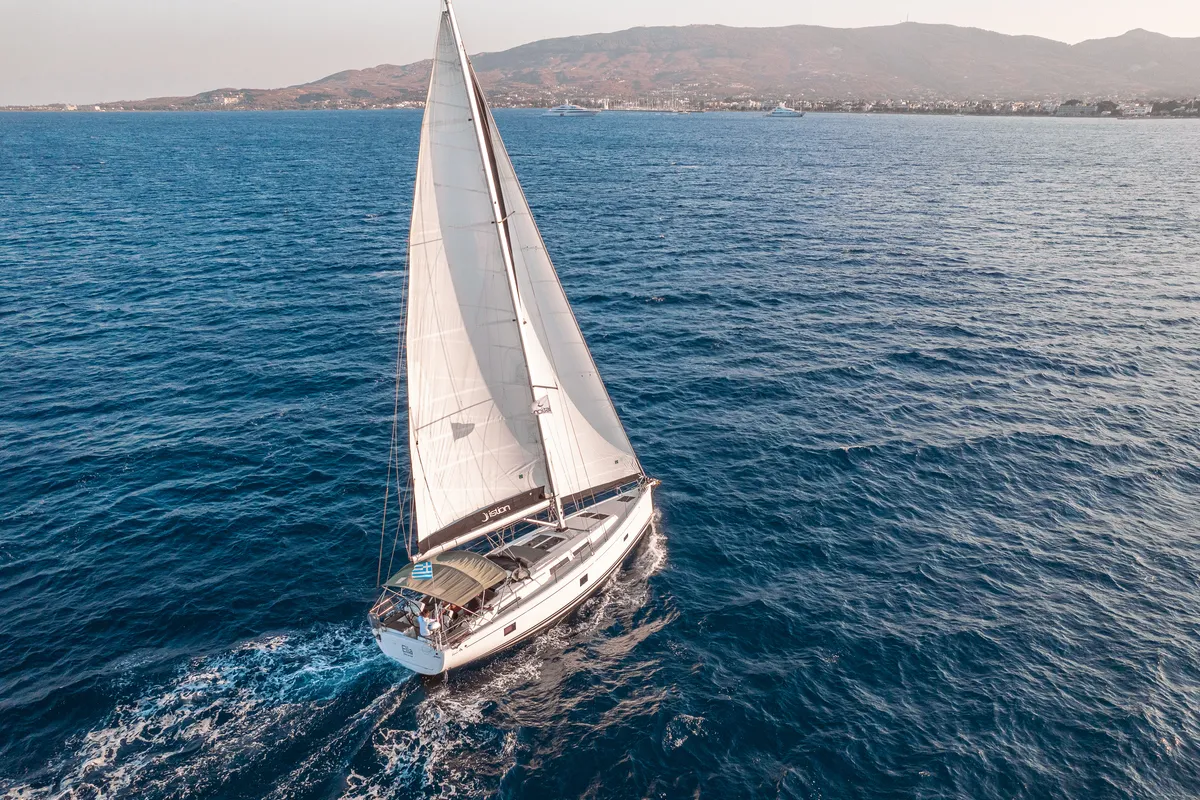 Exterior view of Ella, a Hanse 458 sailboat at Kos, Greece