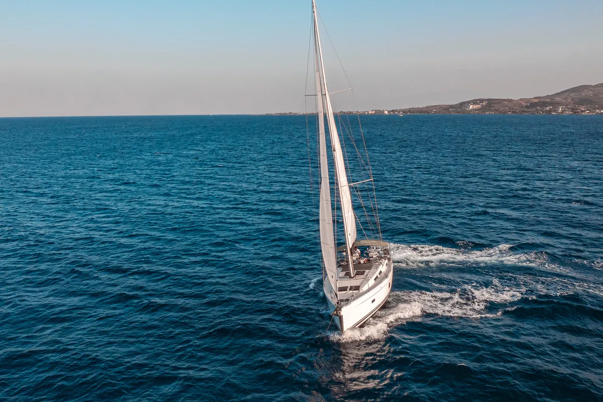 Exterior view of Ella, a Hanse 458 sailboat at Kos, Greece