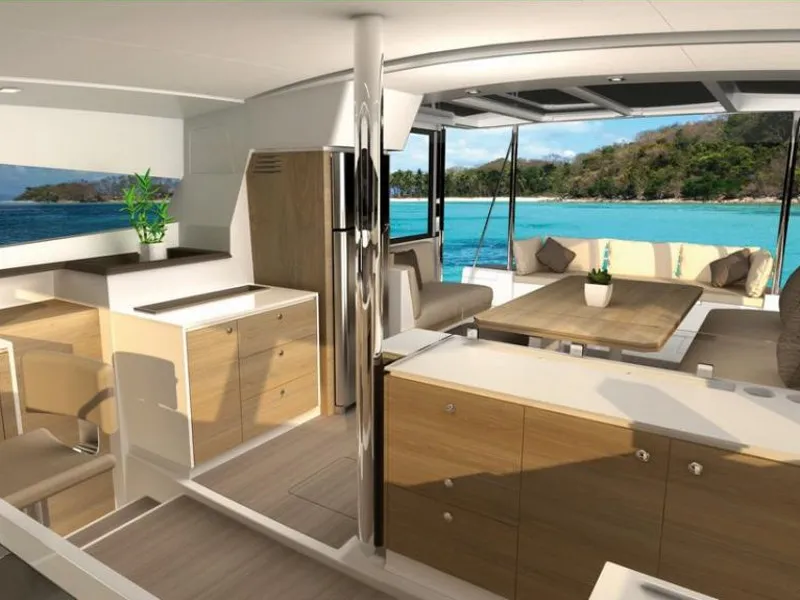 Galley of BAL4.1-20-C, a Bali 4.1 catamaran at Municipal Unit of Lefkada, Greece
