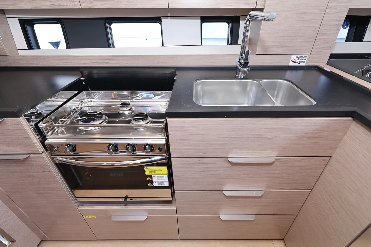 Galley of Chrisphi, a Hanse 460 sailboat at Seget Donji, Croatia