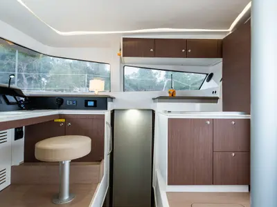 Galley of Alba, a Bali 4.3 catamaran at Lefkada, Greece