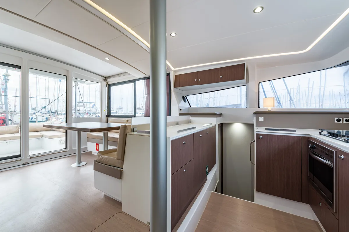 Galley of Alba, a Bali 4.3 catamaran at Lefkada, Greece