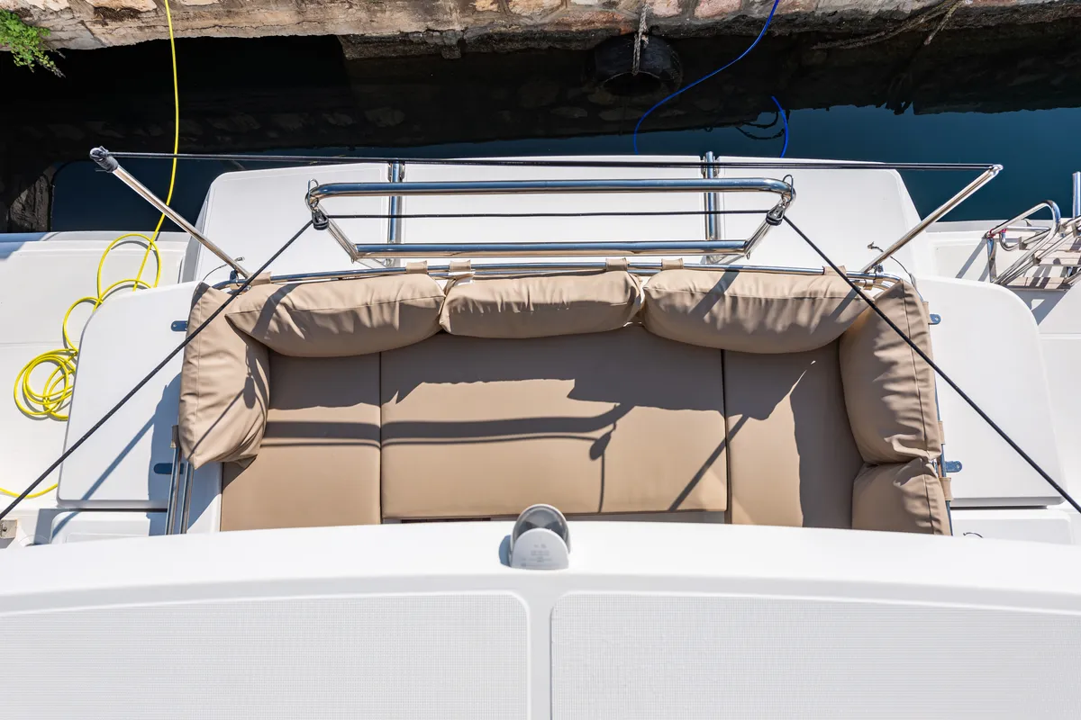 Deck of Alba, a Bali 4.3 catamaran at Lefkada, Greece