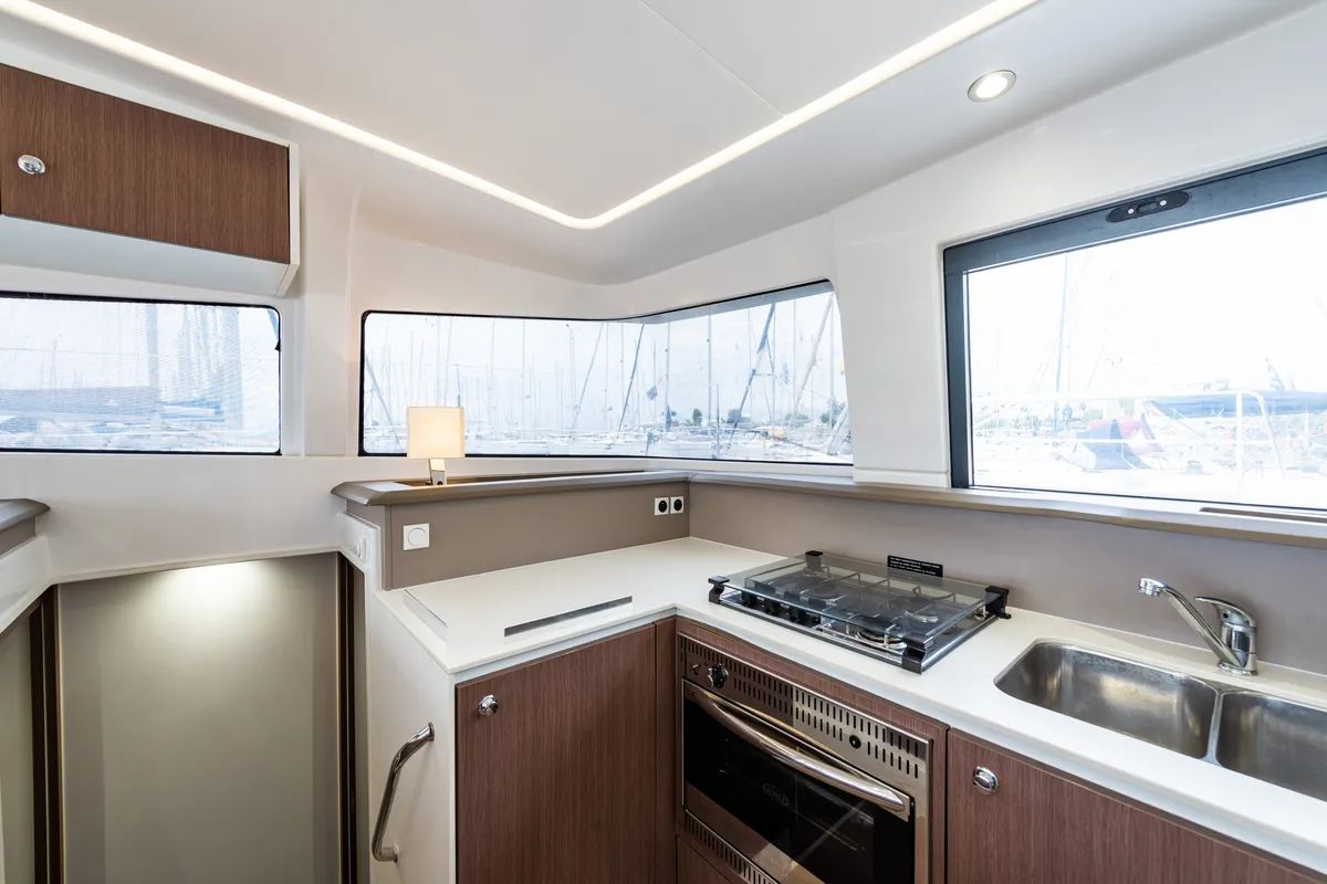 Galley of Alba, a Bali 4.3 catamaran at Lefkada, Greece