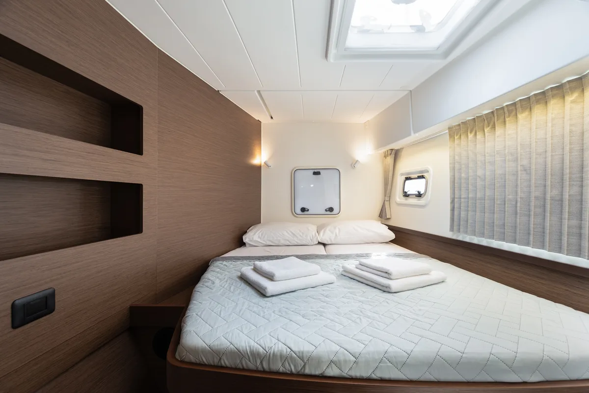Cabin on Notorious, a Lagoon 42 catamaran at Athens, Greece