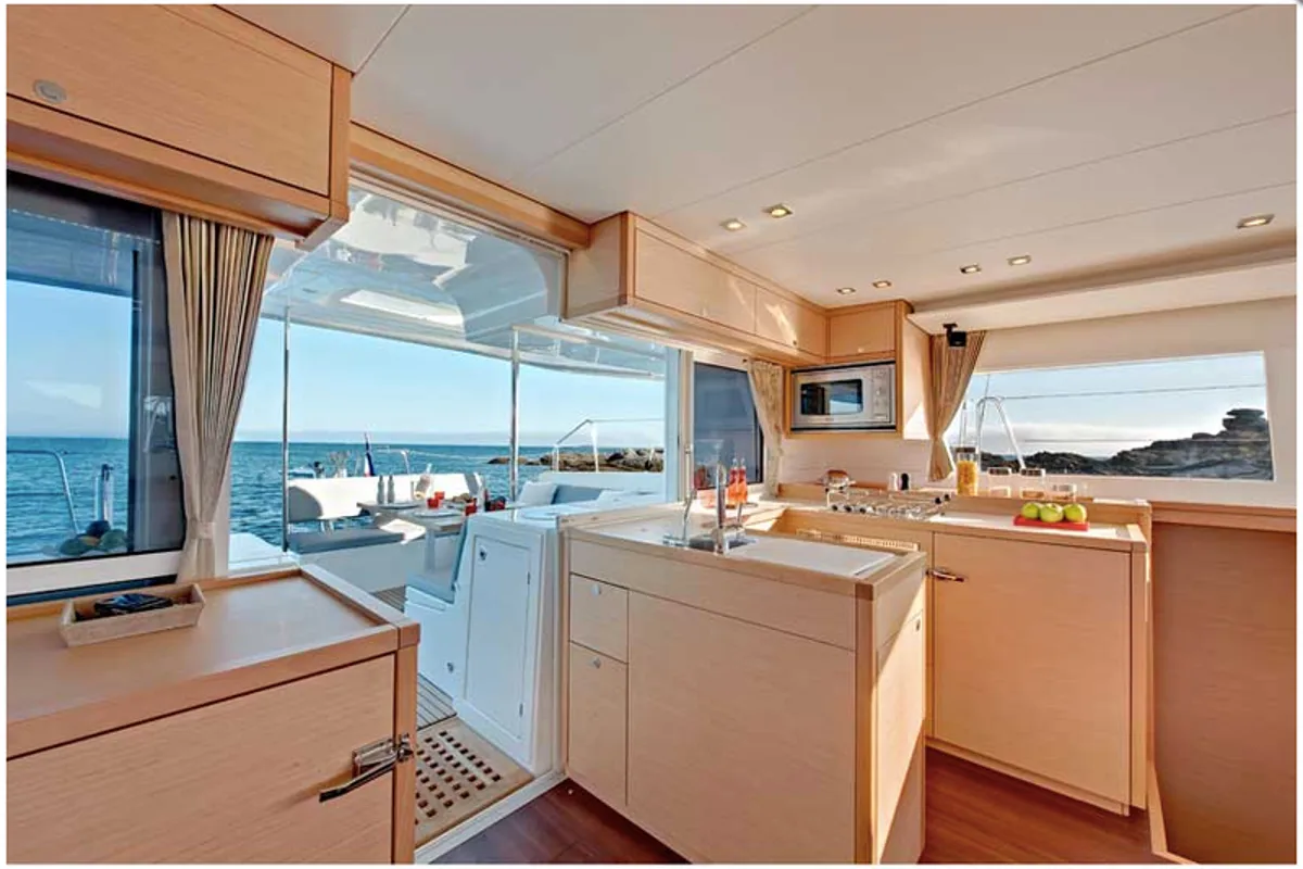 Galley of Arctic Princess, a Lagoon 450 catamaran at Tromsø, Norway