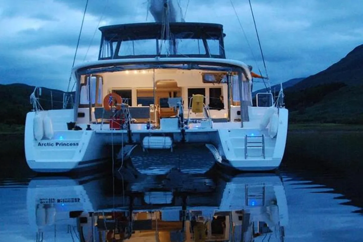Exterior view of Arctic Princess, a Lagoon 450 catamaran at Tromsø, Norway