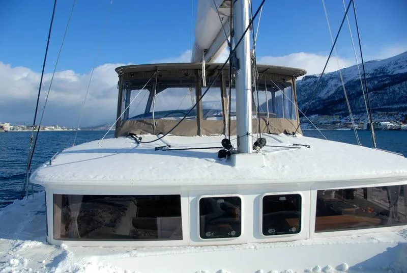 Exterior view of Arctic Princess, a Lagoon 450 catamaran at Tromsø, Norway