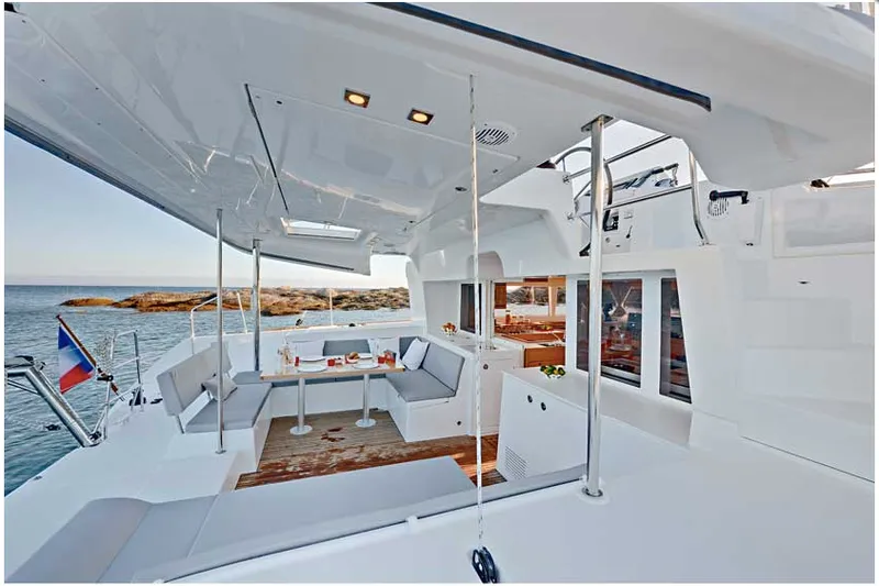 Deck of Arctic Princess, a Lagoon 450 catamaran at Tromsø, Norway