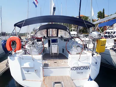 Cockpit of Karma, a Jeanneau Sun Odyssey 439 sailboat at Gåshaga, Sweden