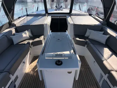 Deck of WHISPER, a Beneteau Oceanis 46.1 sailboat at Athens, Greece