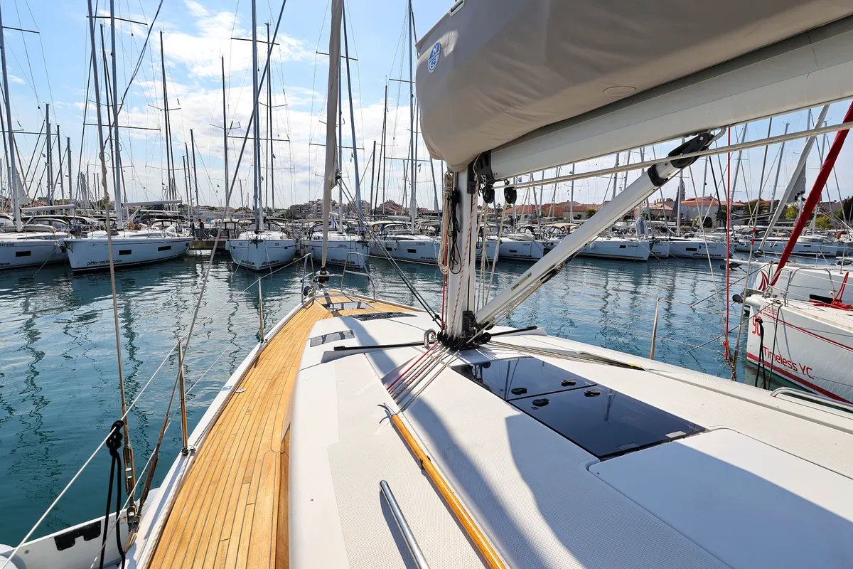 Deck of Pretty Woman, a Hanse 415 sailboat at Grad Biograd na Moru, Croatia