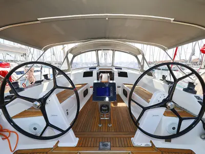 Cockpit of Pretty Woman, a Hanse 415 sailboat at Grad Biograd na Moru, Croatia