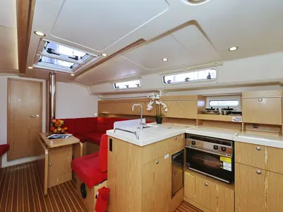 Galley of Pretty Woman, a Hanse 415 sailboat at Grad Biograd na Moru, Croatia