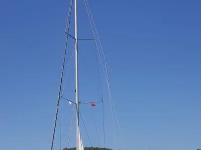Deck of Jemi, a Bavaria Cruiser 50 sailboat at Municipal Unit of Rhodes, Greece
