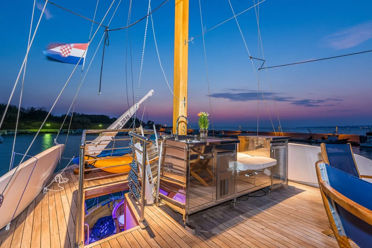 Deck of ADRIATIC BREEZE, a Custom Made Adriatic Breeze motor yacht at Split, Croatia