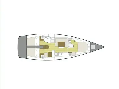 Floor plan of Trinity, a Solaris 44 sailboat at Punat, Croatia