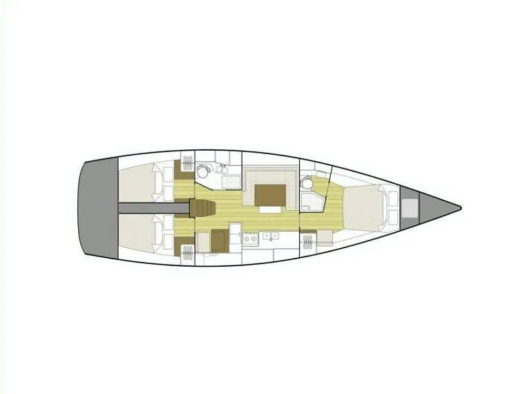 Floor plan of Trinity, a Solaris 44 sailboat at Punat, Croatia