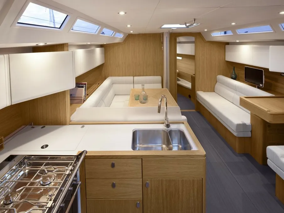 Galley of Trinity, a Solaris 44 sailboat at Punat, Croatia