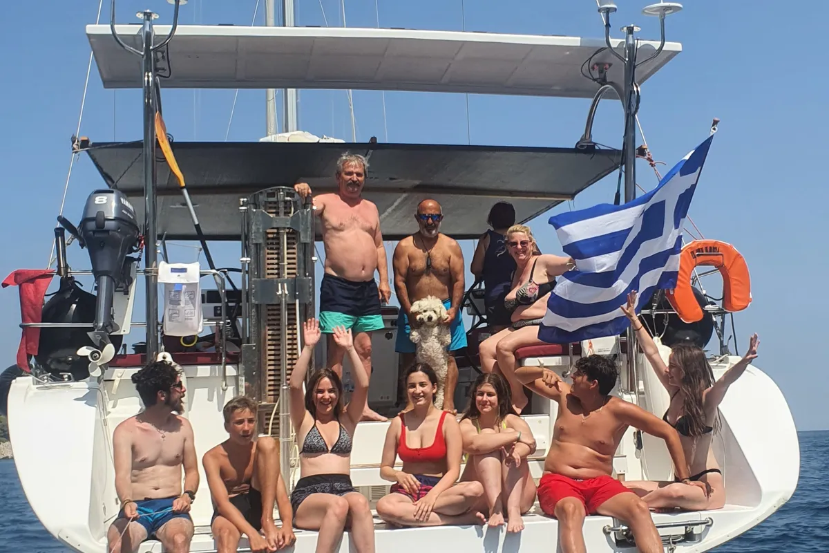 Deck of Ef Zin, a Beneteau Oceanis 51.1 sailboat at Skopelos, Greece