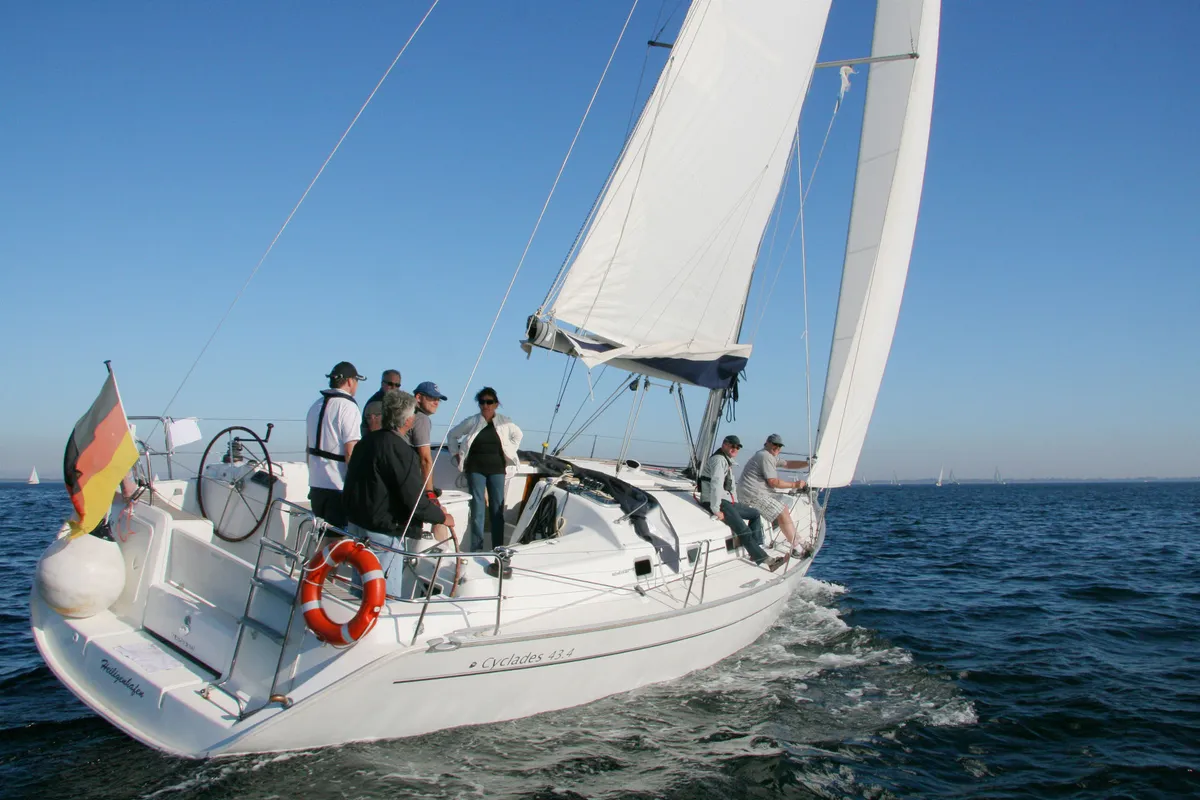 Exterior view of Fix, a Beneteau Cyclades 43.4 sailboat at Heiligenhafen, Germany