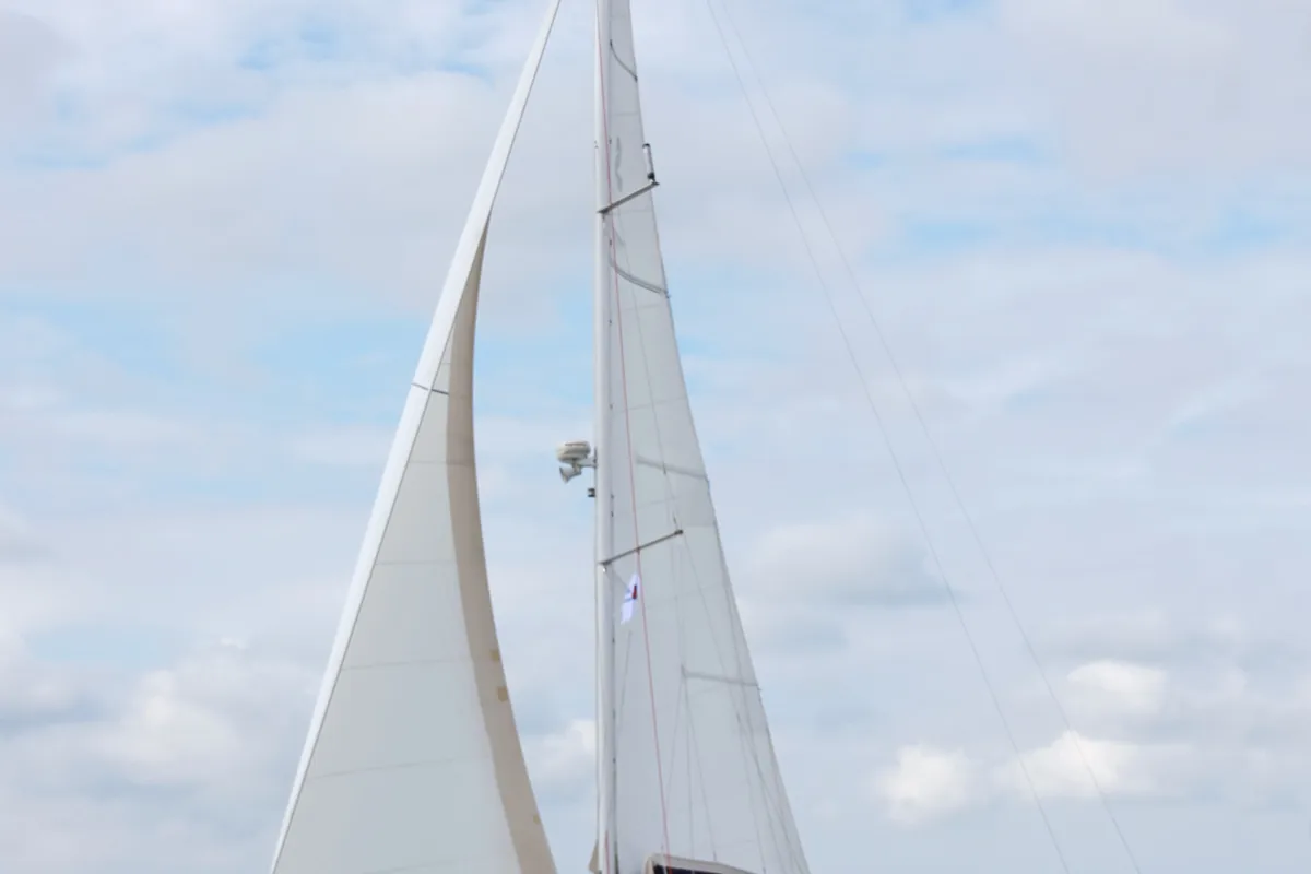 Exterior view of Fix, a Beneteau Cyclades 43.4 sailboat at Heiligenhafen, Germany