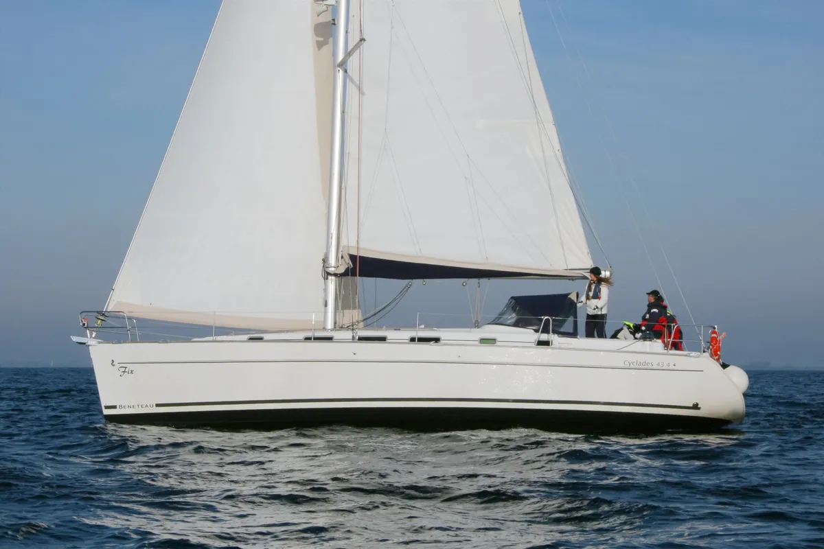 Exterior view of Fix, a Beneteau Cyclades 43.4 sailboat at Heiligenhafen, Germany