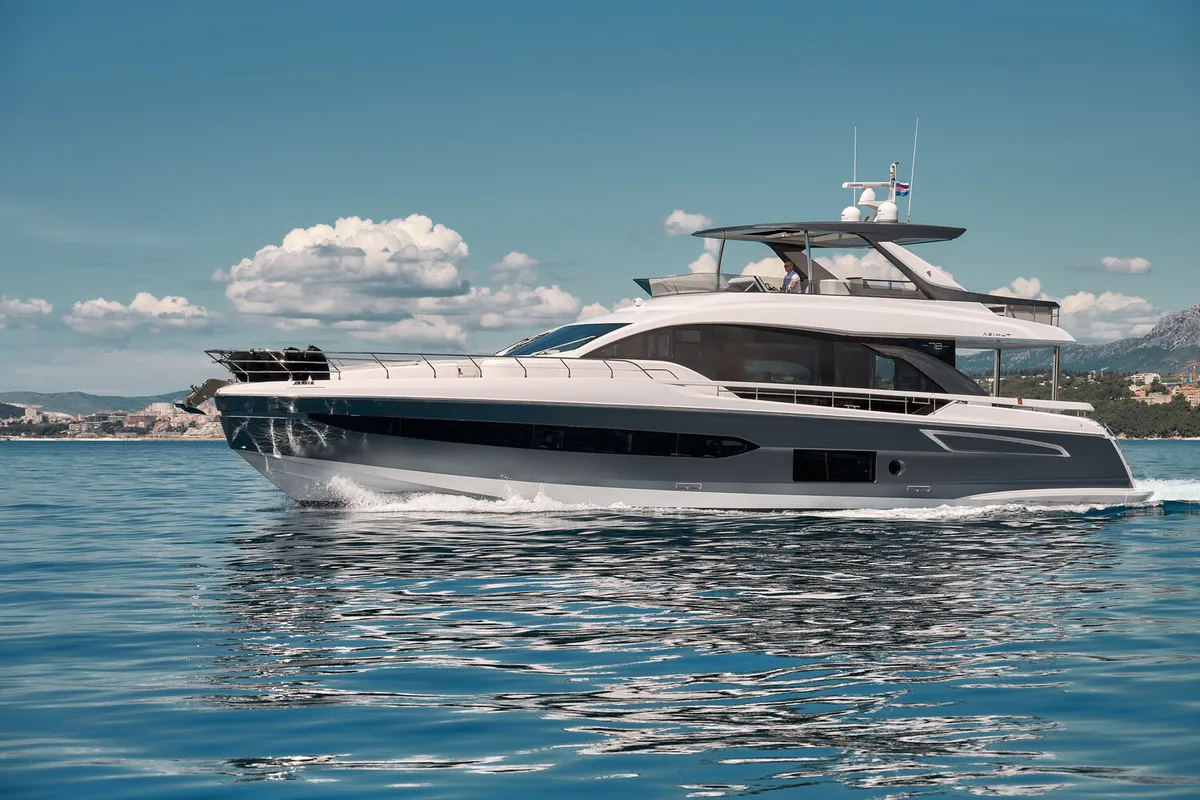 Exterior view of Viva, a Azimut 78 Fly motor yacht at Podstrana - Miljevac, Croatia