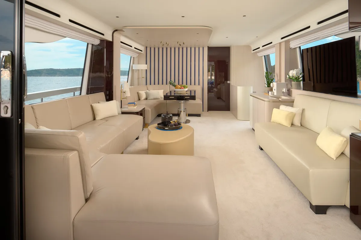 Salon of Viva, a Azimut 78 Fly motor yacht at Podstrana - Miljevac, Croatia