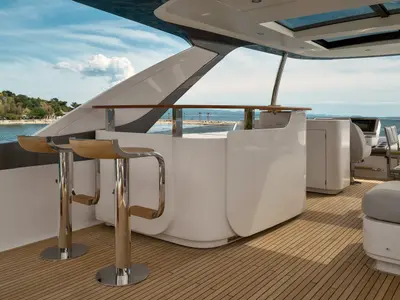 Deck of Viva, a Azimut 78 Fly motor yacht at Podstrana - Miljevac, Croatia