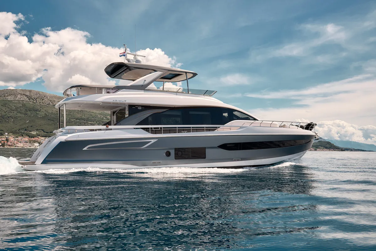 Exterior view of Viva, a Azimut 78 Fly motor yacht at Podstrana - Miljevac, Croatia