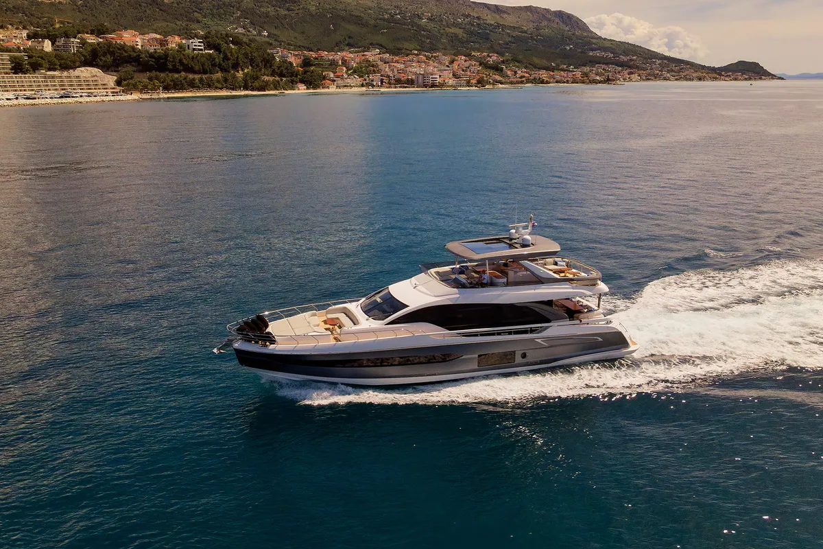 Exterior view of Viva, a Azimut 78 Fly motor yacht at Podstrana - Miljevac, Croatia
